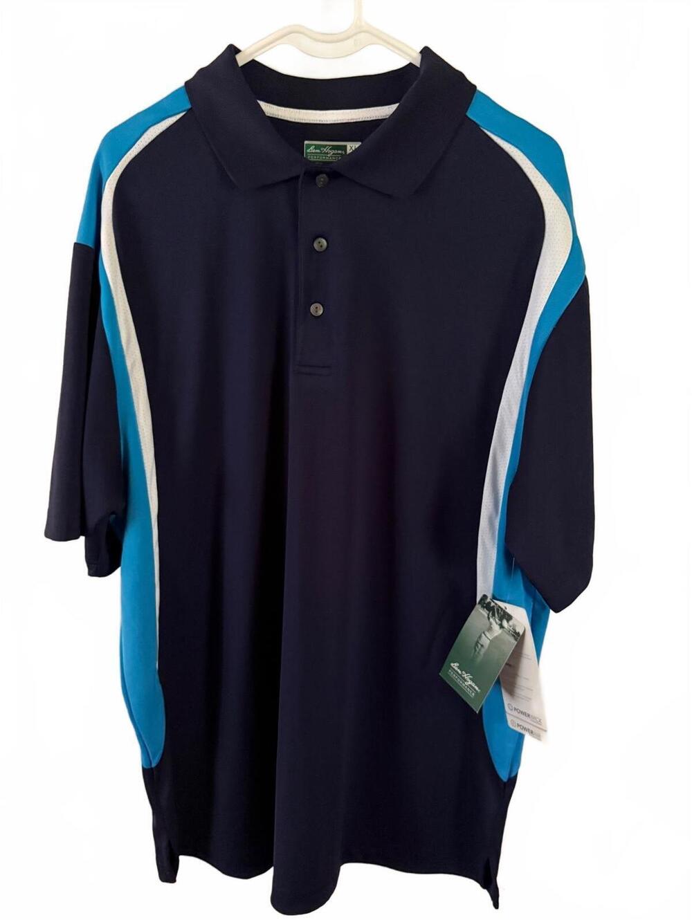 Ben Hogan Performance Men's Polo Shirt XL Navy Blue with Teal and White Accents
